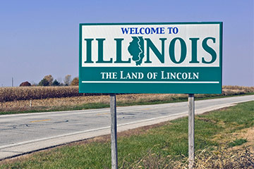 A Welcome to Illinois road sign