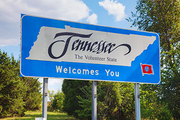 A blue state of Tennessee road sign