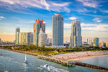 A skyline view of buildings in Florida