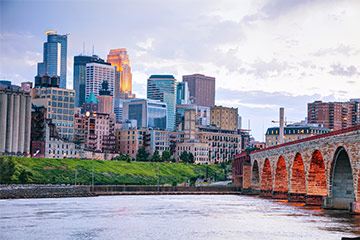 Minnesota city with a bridge and skyline view
