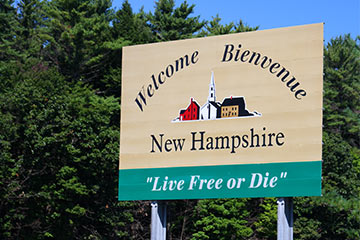 A state of New Hampshire road sign