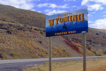A state of Wyoming road sign
